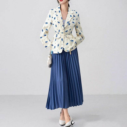 Collar Lace-up Waist-tight Suit Jacket - Odeita
